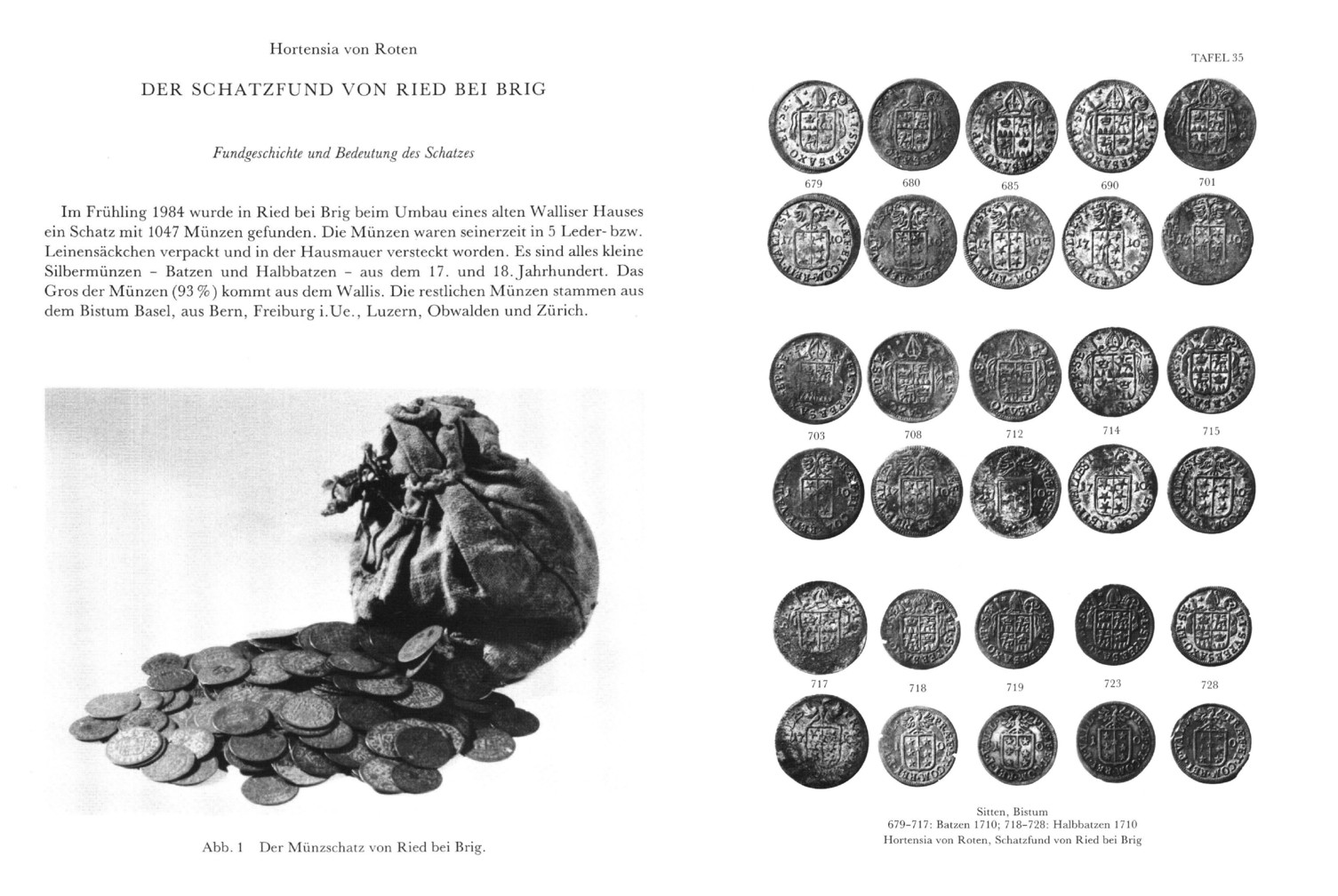  (SNR) Schweizerische Numismatische Rundschau Band 67 ua. Der Schatzfund von Ried bei Brig   