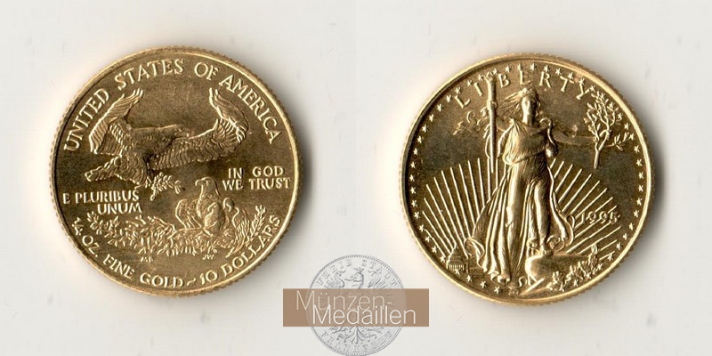 USA  10 Dollars MM-Frankfurt  Feingold: 7,78g Adler 1995 