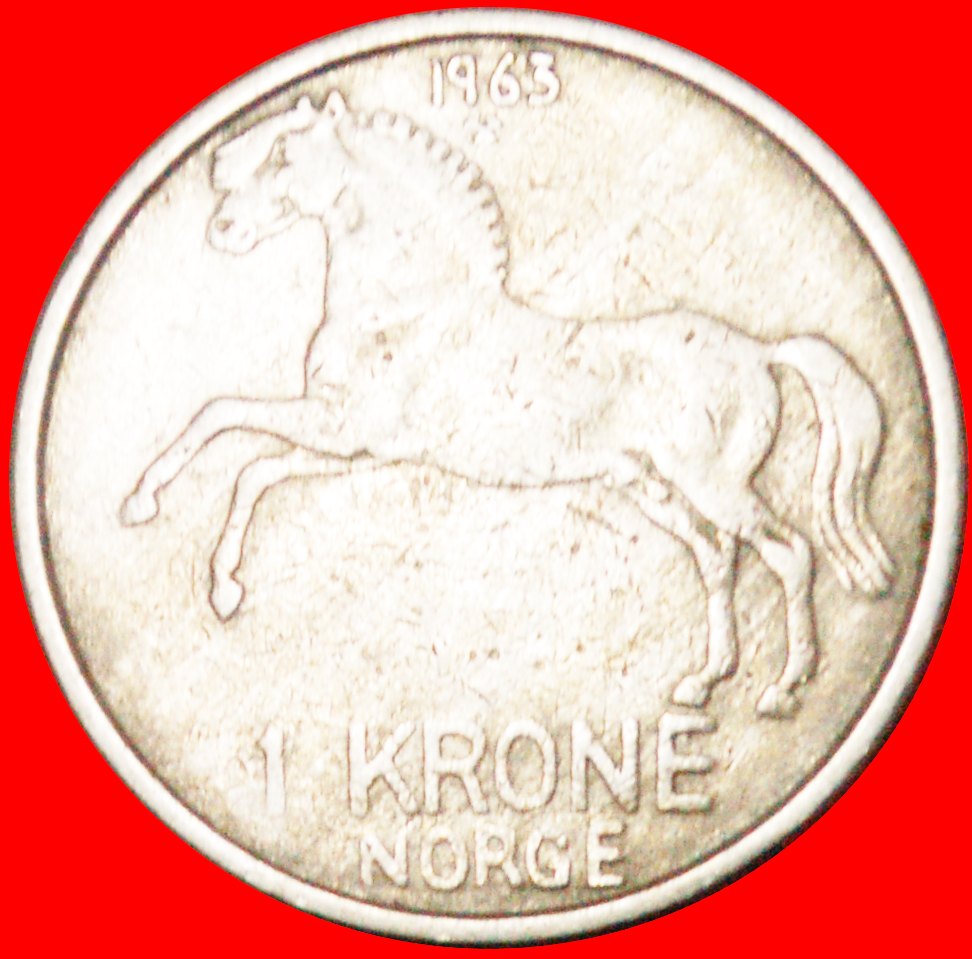 * HORSE (1958-1973): NORWAY ★ 1 CROWN 1963! OLAV V (1957-1991)★LOW START ★ NO RESERVE!   