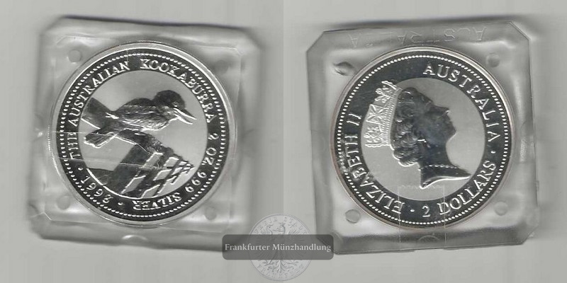  Australien.  2 Dollar  1998 Kookaburra FM-Frankfurt Feinsilber: 62,2 g   