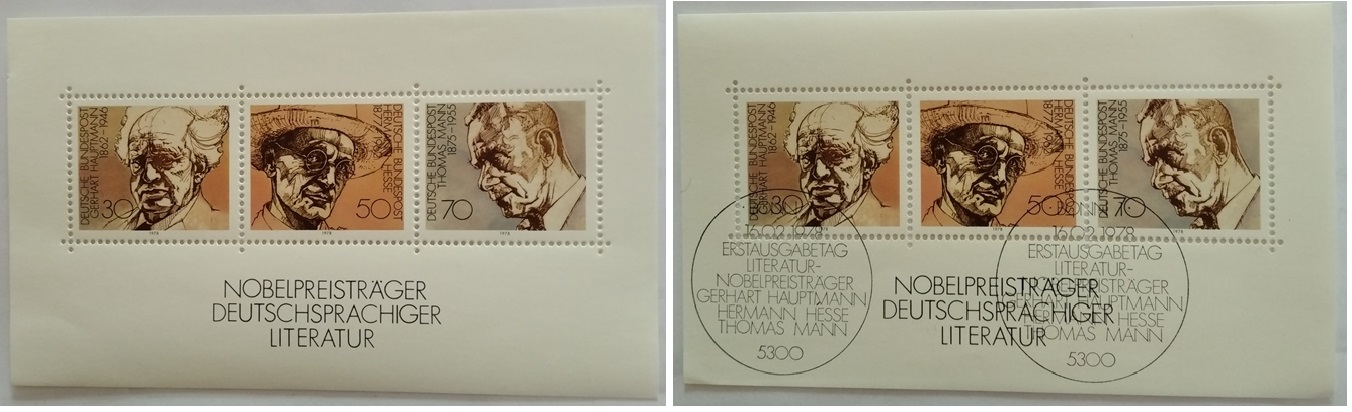  1978, Deutschland,2 St.Briefmarkenbogen:Nobelpreisträger der deutschsprachigen Literatur,postfrisch   