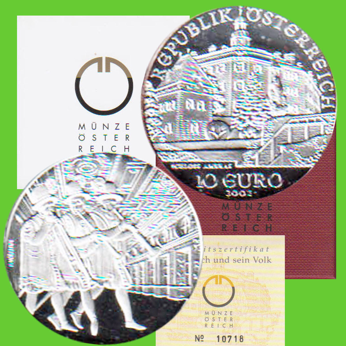  Offiz. 10-Euro-Silbermünze Österreich *Schloss Ambras* 2002 *PP* max 50.000St! 1. Ausgabe!!   