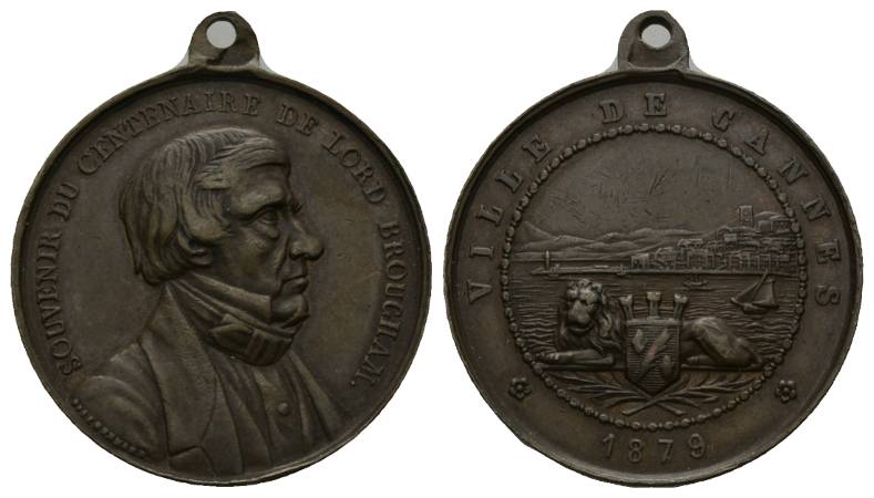  Henry Brougham; tragbare Medaille 1879, Bronze, 9,72 g, Ø 29 mm   