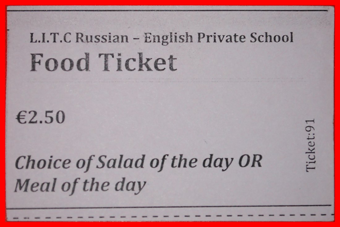  * FOOD TICKET: CYPRUS ★ 2.50  EURO L.I.T.C. UNC CRISP! RARE! TO BE PUBLISHED★LOW START ★ NO RESERVE!   