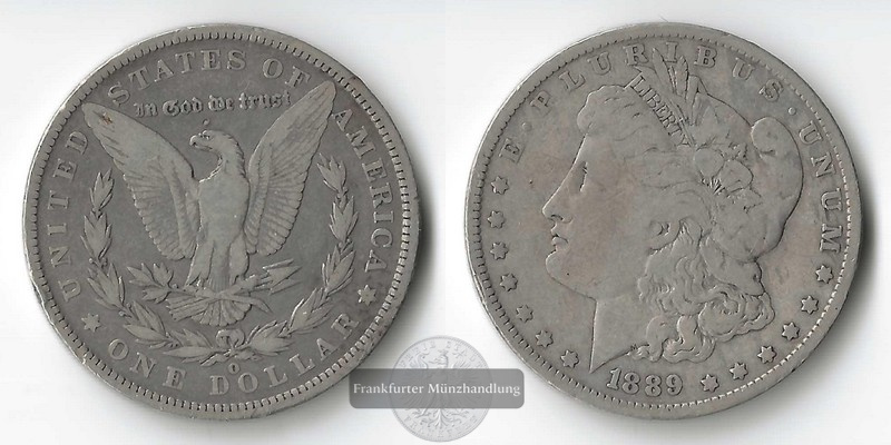  USA,  1 Dollar   1889 O Morgan Dollar     FM-Frankfurt      Feinsilber: 24,06g   