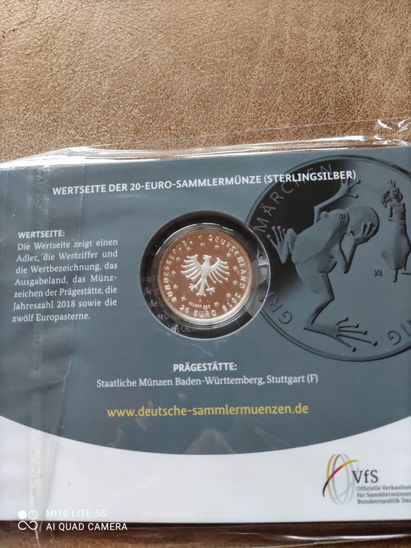 Deutschland 20 Euro Silber 2018 Froschkönig Grimms Märchen proof pp spiegelglanz   