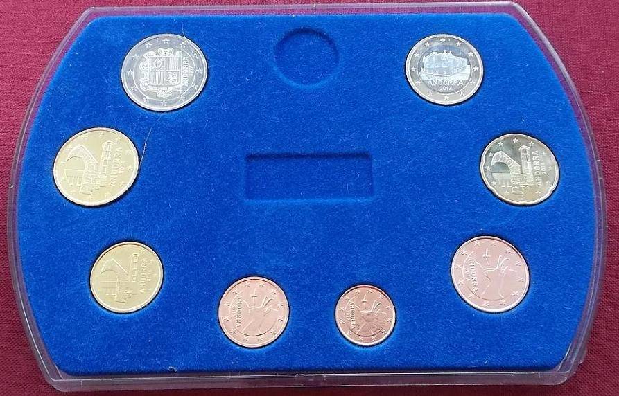  KMS Kursmünzensatz Andorra 1 Cent-2€ BU unc stempelglanz aus Bankrollen selten!   