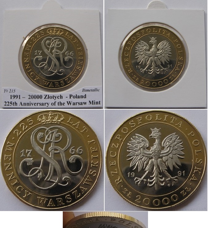  1991,Poland, 20000 Zloty: „225th Anniversary of the Warsaw Mint”   