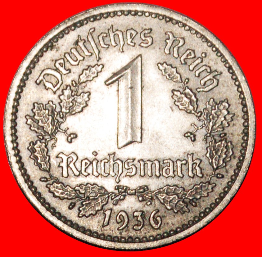  * NO SWASTIKA (1933-1939): GERMANY ★ 1 MARK 1936A UNC UNCOMMON! THIRD REICH ★LOW START ★ NO RESERVE!   