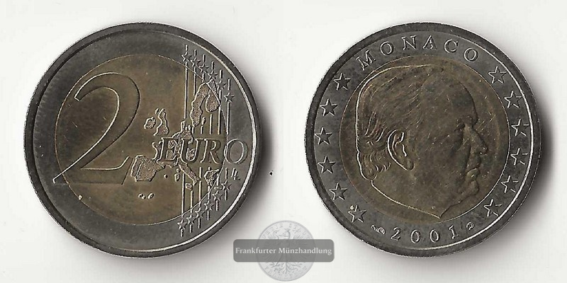  Monaco  2 Euro  (Gedenkmünzen)  2001  FM-Frankfurt  Fürst Rainer III.   