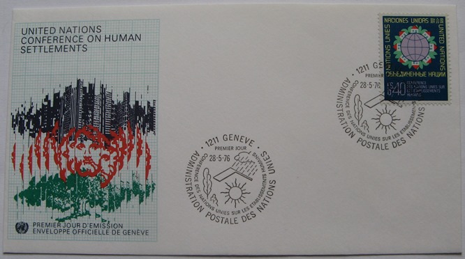  1976, Schweiz, Genf, Ersttagsbrief: Konferenz der Vereinten Nationen über Posteinrichtungen der V.N.   