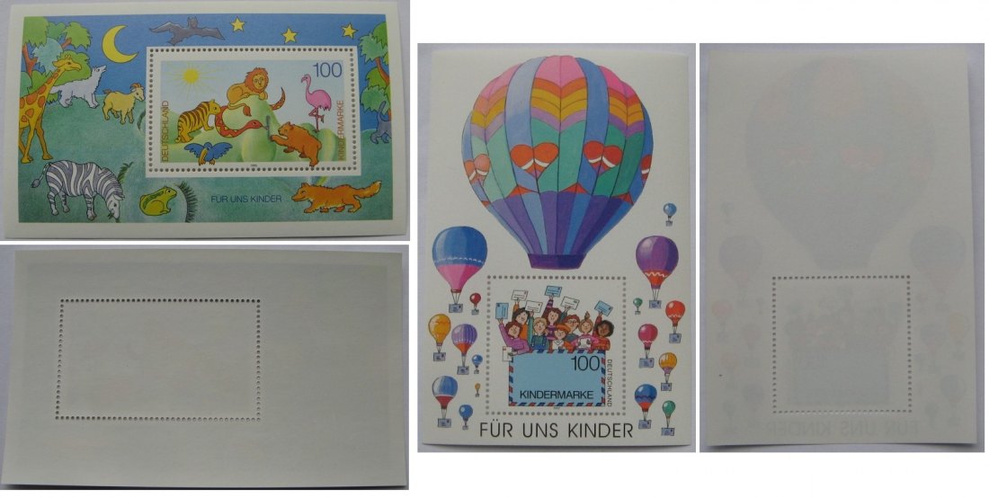  1995/1997, Deutschland, 2 St. Briefmarkenbögen: Für uns Kinder 1995,1997   