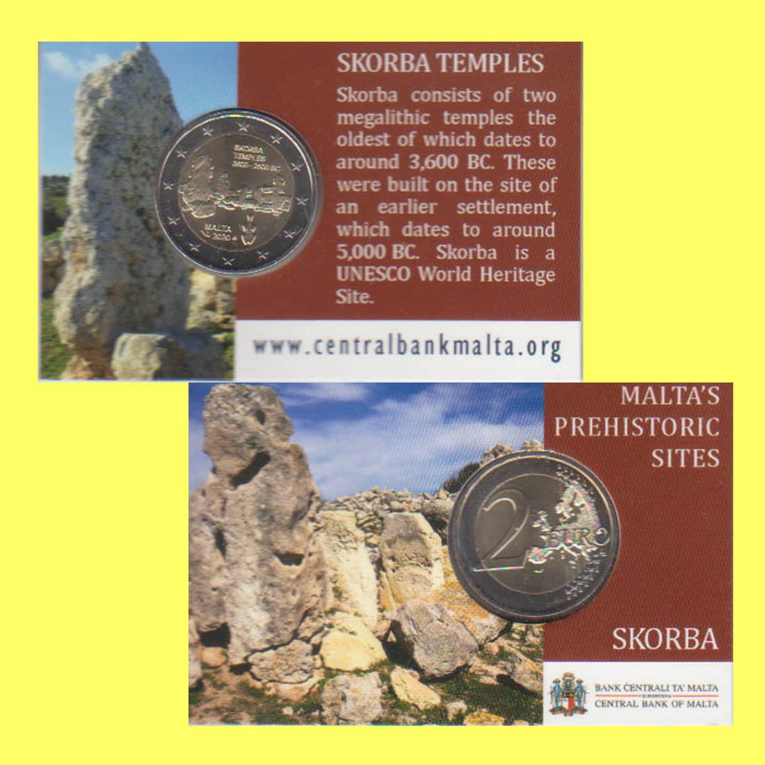  Offiz. 2-Euro-Sondermünze Malta *Tempel von Skorba* 2020 mit Mz Füllhorn nur 20.000St!   