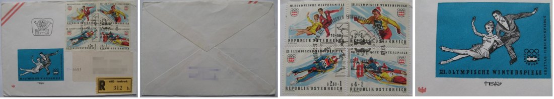  1975, Österreich,Olympische Winterspiele Innsbruck-ein Ersttagbrief+Mi AT 1499-1502   