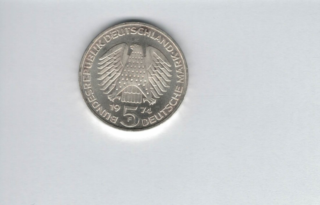  5 Mark 1974 F silber á Grundgesetz fein BRD Deutschland Spittalgold9800 (2087   