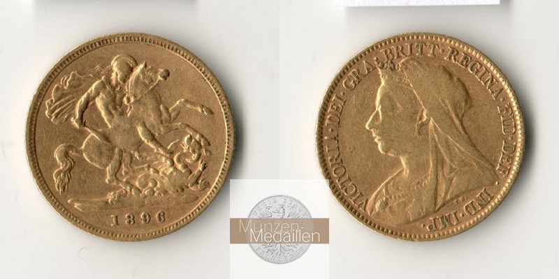 Grossbritannien MM-Frankfurt Feingewicht: 3,66g 1/2 Sovereign 1896 