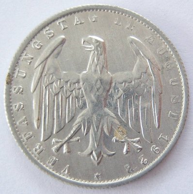  Deutsches Reich 3 Mark 1922 A Alu ss   