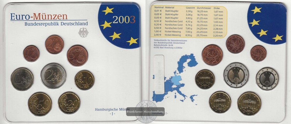  BRD Euro-Kursmünzensatz 2003   FM-Frankfurt   