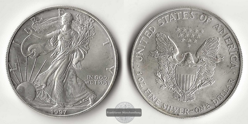  USA  1 Dollar 1997   American Eagle  FM-Frankfurt   Feinsilber: 31,1g   