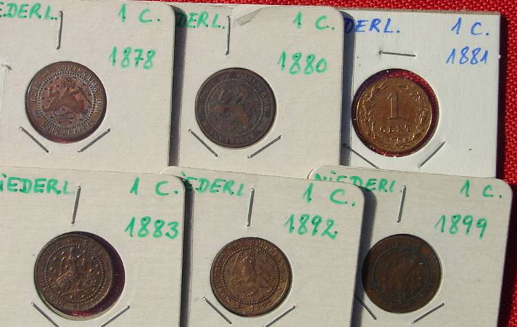  23 verschiedene (!) Münzen Niederlande 1 Cent ab 1878   