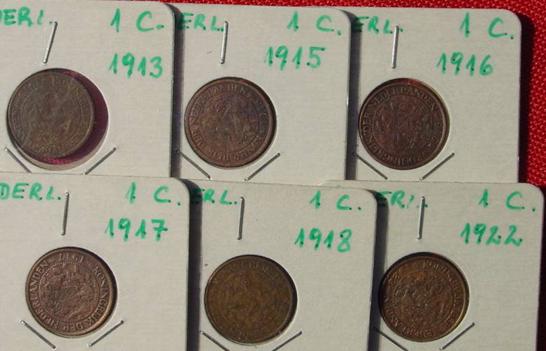  23 verschiedene (!) Münzen Niederlande 1 Cent ab 1878   