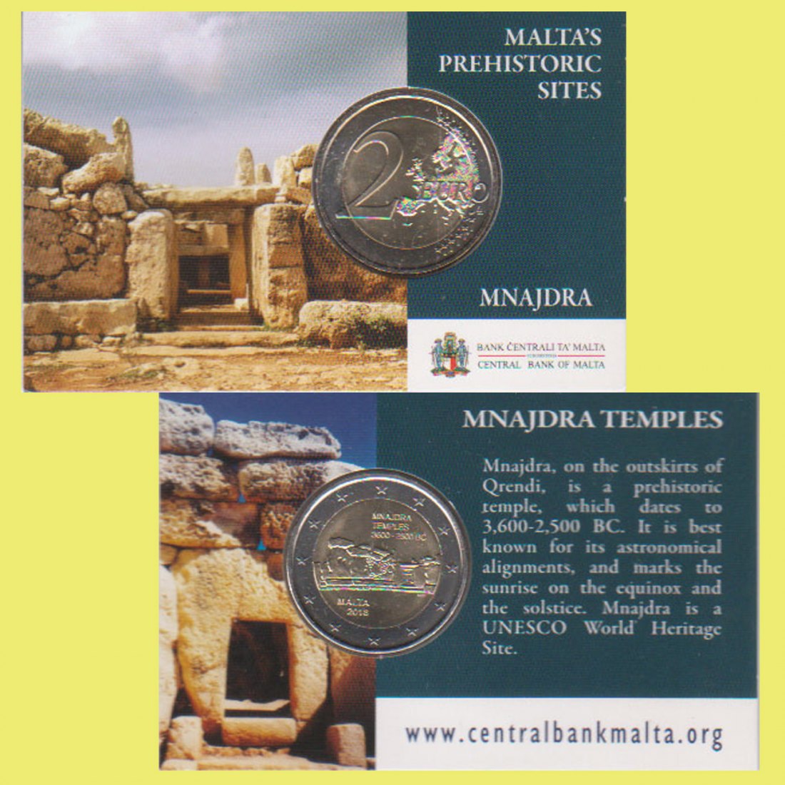  Offiz. 2-Euro-Sondermünze Malta *Mnajdra Tempel* 2018 nur 20.000 Stück!   