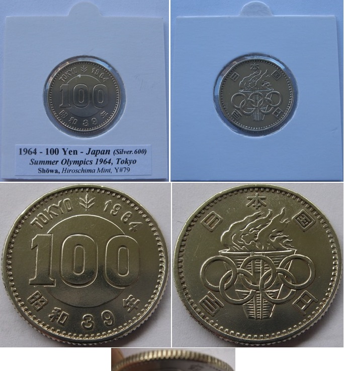  1964, Japan, 100 yen, Olympics Tokyo, Shōwa, silver coin   
