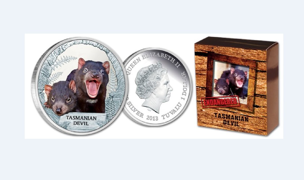  - kirofa - TUVALU - 2013 - TASMANIAN DEVIL - Endangered - 1 oz Silver 99.9% - PROOF. PP   