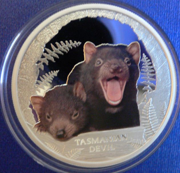  - kirofa - TUVALU - 2013 - TASMANIAN DEVIL - Endangered  - 1 oz Silver 99.9% - PROOF. PP   