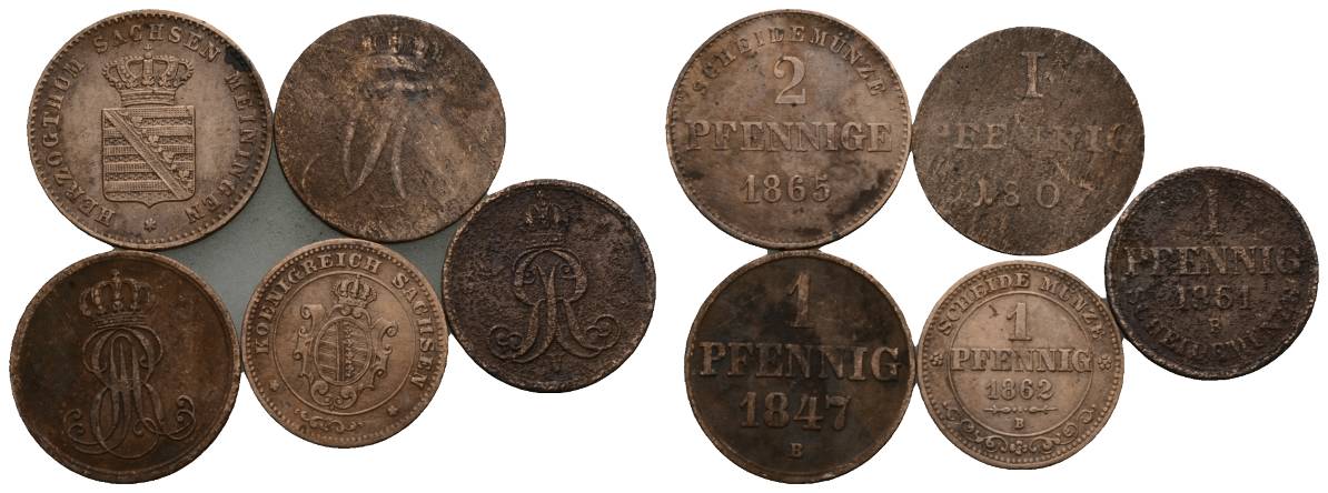  Altdeutschland; 5 Kleinmünzen   