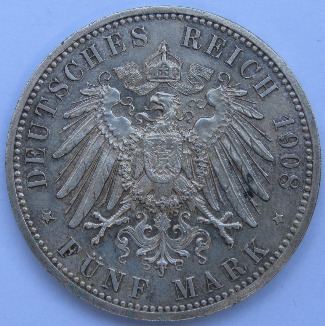  Kaiserreich: Sachsen-Weimar-Eisenach, 5 Mark Uni Jena (Jaeger 161) 1908   
