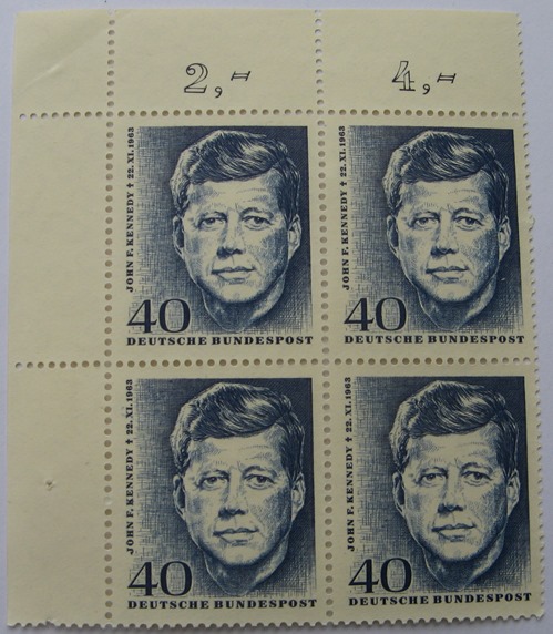  1964, Germany, Stamp: John F. Kennedy, 4*40 Pf, Mi DE 453, 4er Block, MNH   