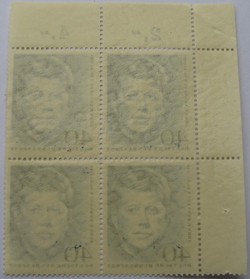  1964, Deutschland, Briefmarke: John F. Kennedy, 4*40 Pf, Mi DE 453, 4er Block, postfrisch   