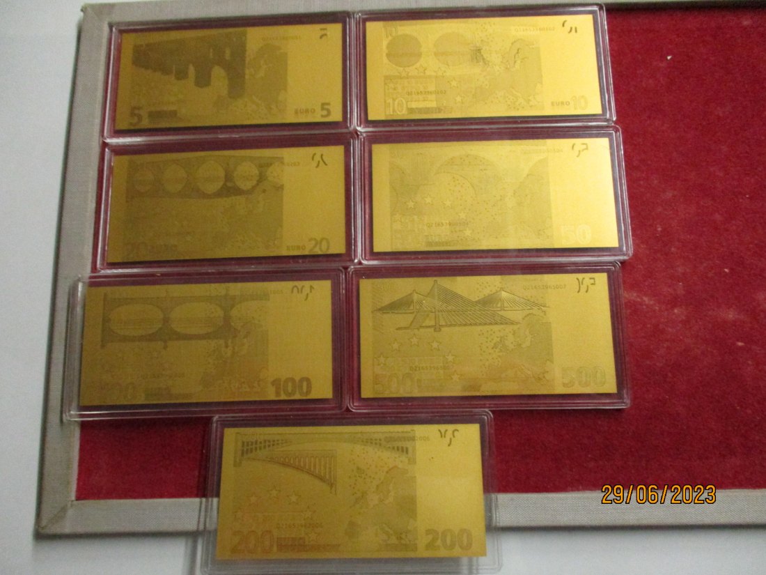  7 Euro - Goldbanknoten 999er Gold Gewicht je Banknote 0,5 Gramm /T1   