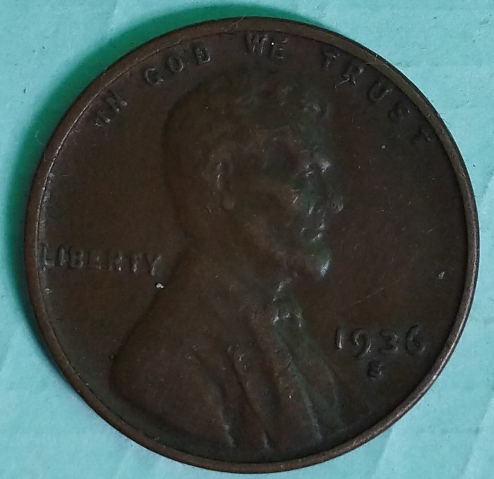  1936/s  United States of America One cent coin   