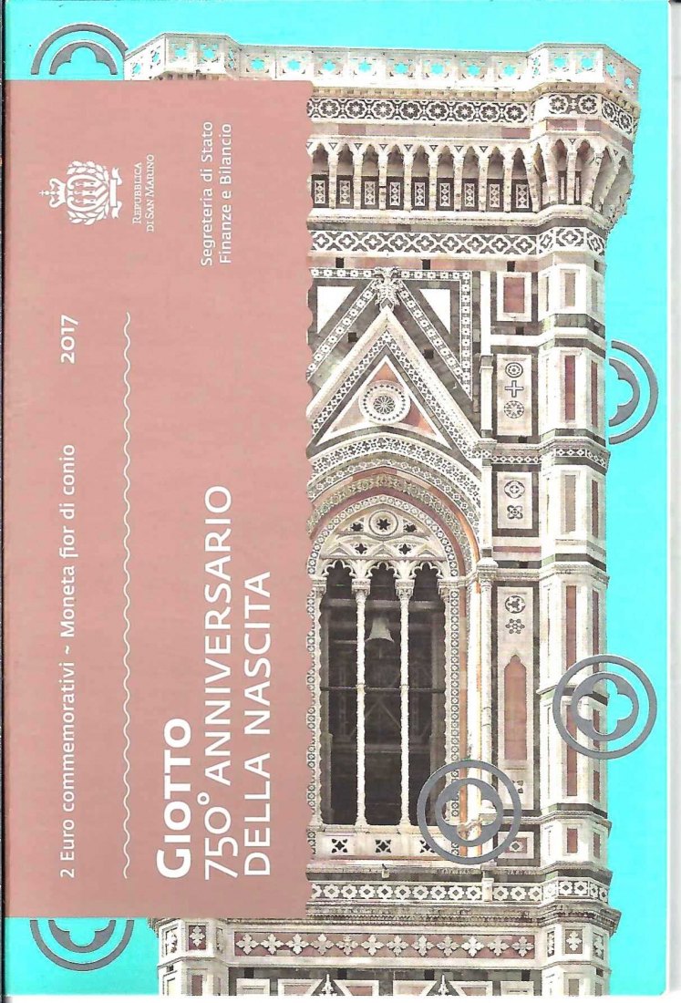  San Marino 2 Euro Gedenkmünze Giotto 2017 Frank Maurer Koblenz AF758   