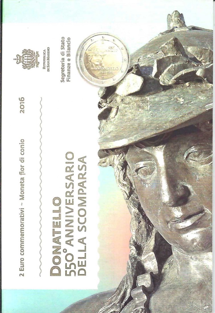  San Marino 2 Euro Gedenkmünze Donatello 2016 Frank Maurer Koblenz AF760   