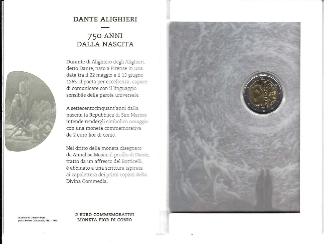  San Marino 2 Euro Gedenkmünze Dante 2015 Frank Maurer Koblenz AF754   