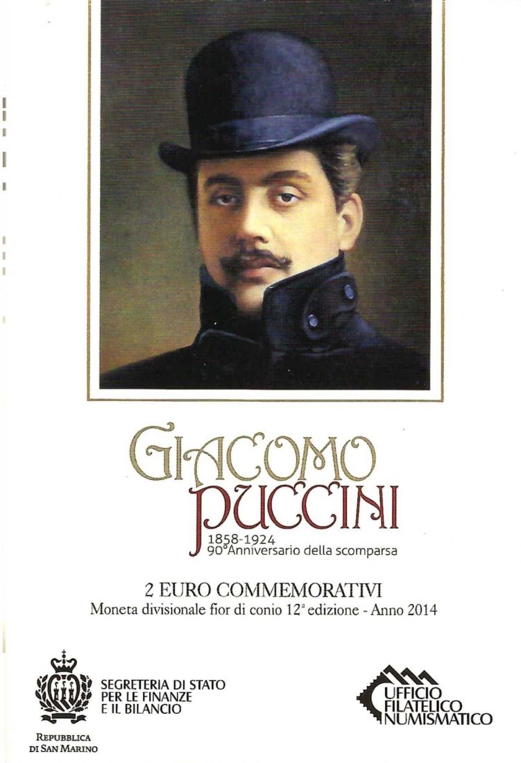  San Marino 2 Euro Gedenkmünze Giacomo Puccini 2014 Frank Maurer Koblenz AF755   