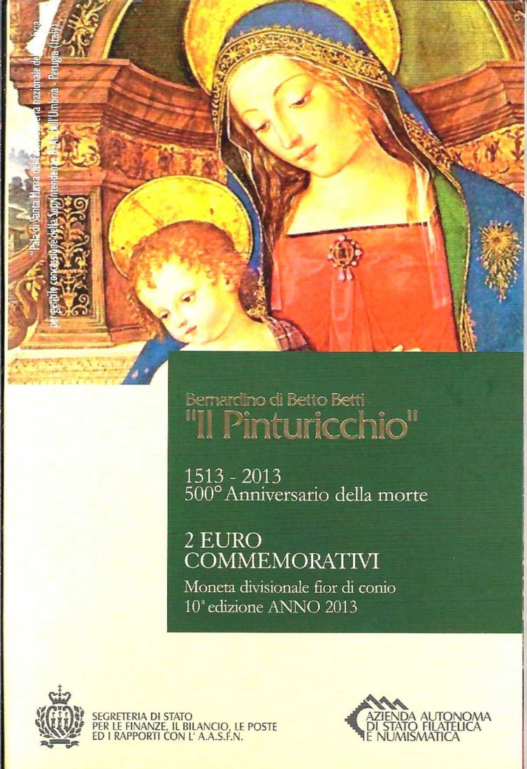  San Marino 2 Euro Gedenkmünze Il Pinturicchio 2013 Frank Maurer Koblenz AF746   