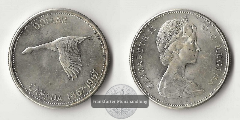  Kanada, 1 Dollar  1967 Goose    FM-Frankfurt    Feinsilber: 18,66g   