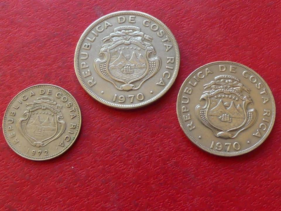  3 Münzen aus Costa Rica 25 Centimos, 1 und 2 Colones   