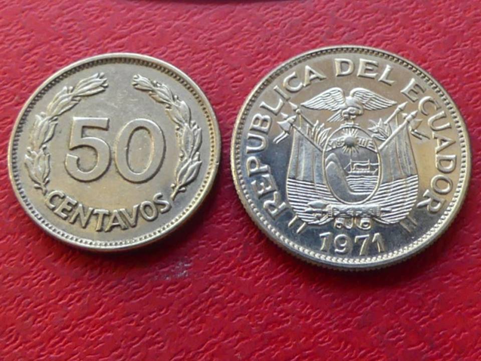  2 Münzen aus Ecuador 50 Centavos und 1 Sucre   