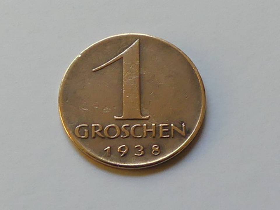  Seltener Jahrgang Österreich 1 Groschen 1938, Gut erhalten   