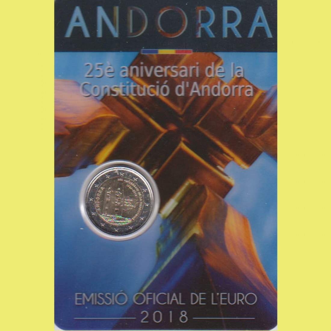  Offiz. 2-Euro-Sondermünze Andorra *25 Jahre Verfassung des Fürstentums Andorra* 2018   