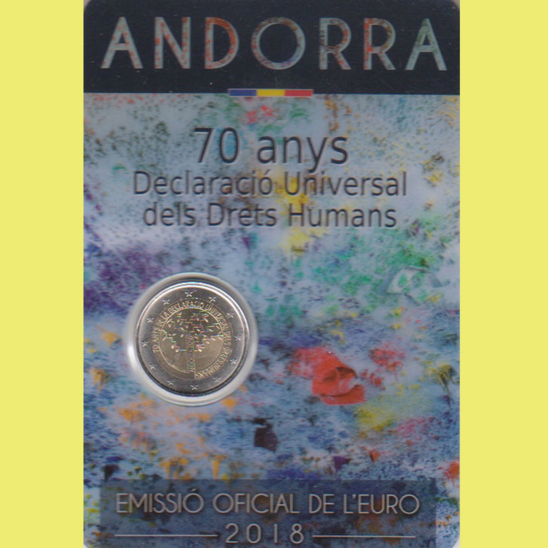  Offiz. 2-Euro-Sondermünze Andorra *70 Jahre Erklärung der Menschenrechte* 2018   