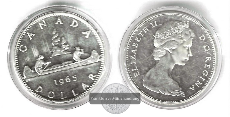  Kanada, 1 Dollar 1965  Kanu  FM-Frankfurt   Feinsilber: 18,66g   