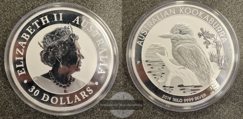  Australien  30 Dollar 2019 Kookaburra  FM-Frankfurt  Feinsilber: 1.000g   