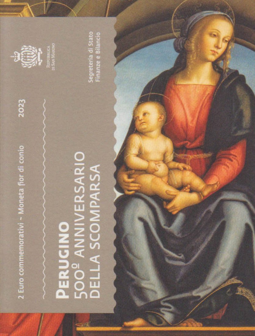  Offiz. 2-Euro-Sondermünze San Marino *500. Todestag von Pietro Perugino* 2023   