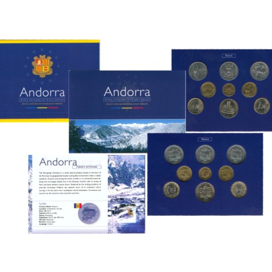  Offiz. KMS Andorra 2002 mit 2x 1-Euro Spanien und Frankreich nur 10.000 Stück!   